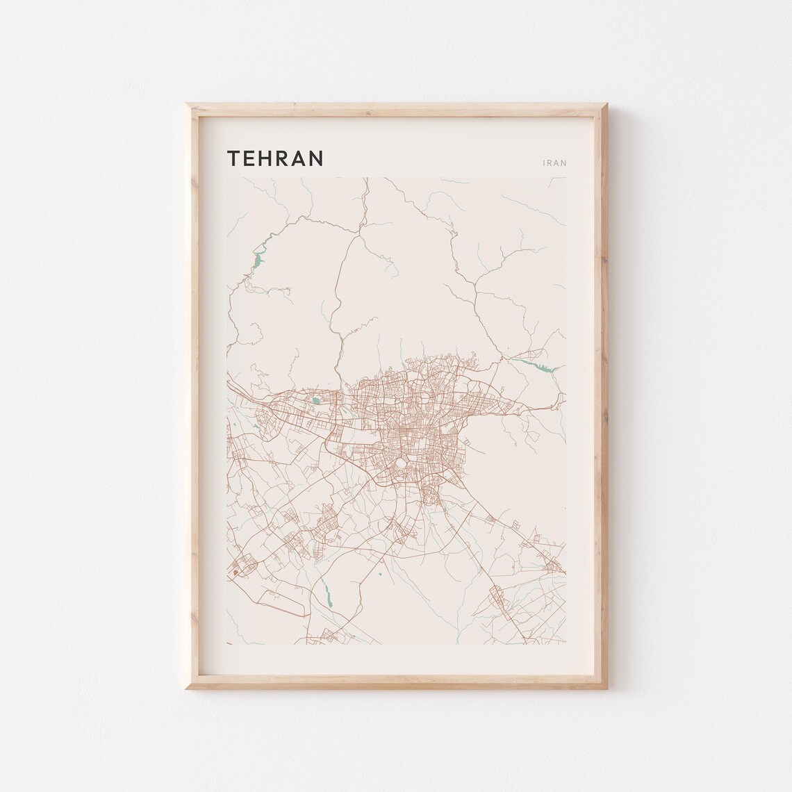 Tehran Map Poster Print Wall Art Iran Travel Gift Minimalist