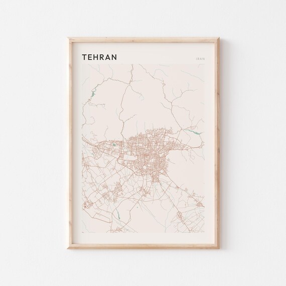 Tehran Map Poster Print Wall Art Iran Travel Gift Minimalist
