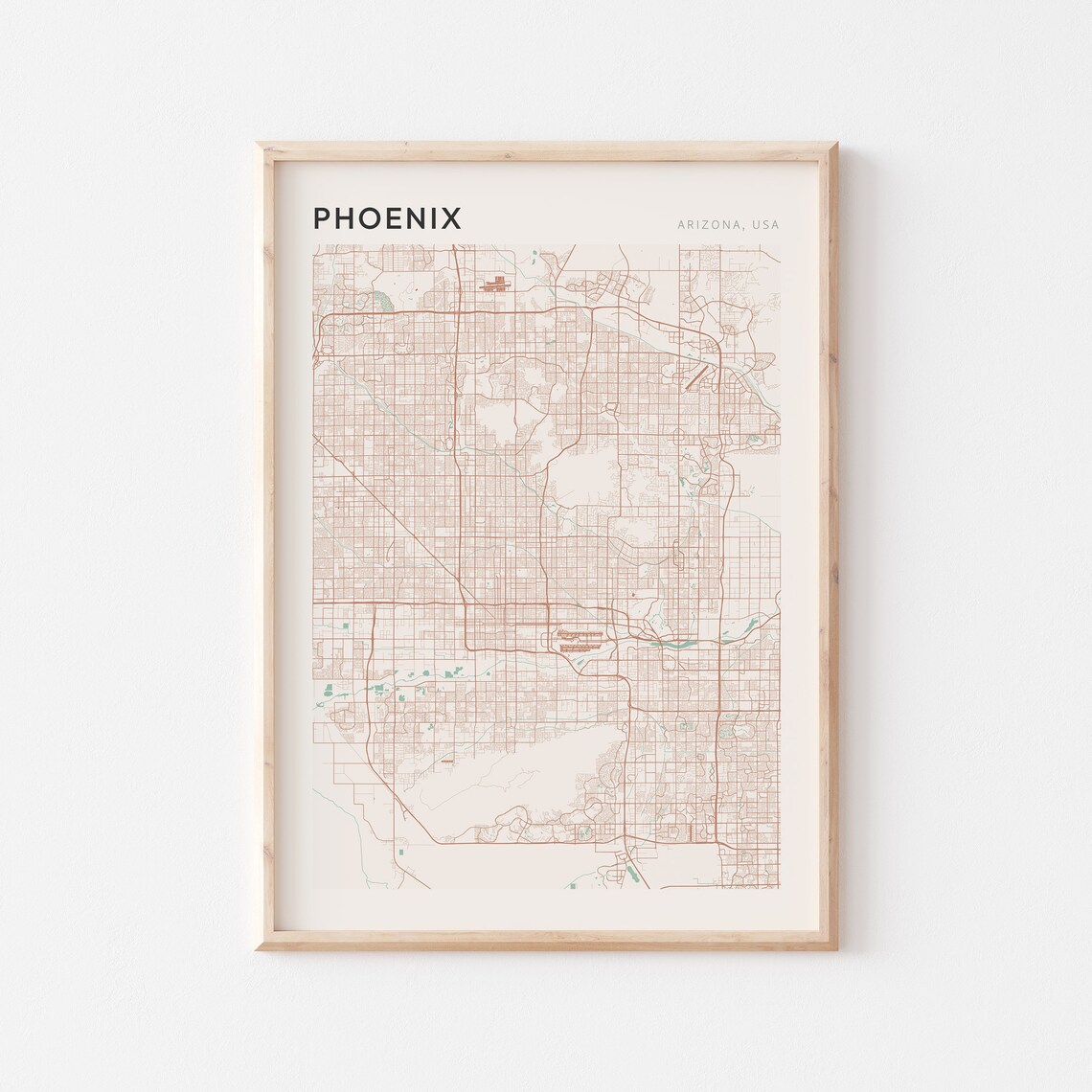 Phoenix Arizona Minimalist Desert City Street Map Art Poster
