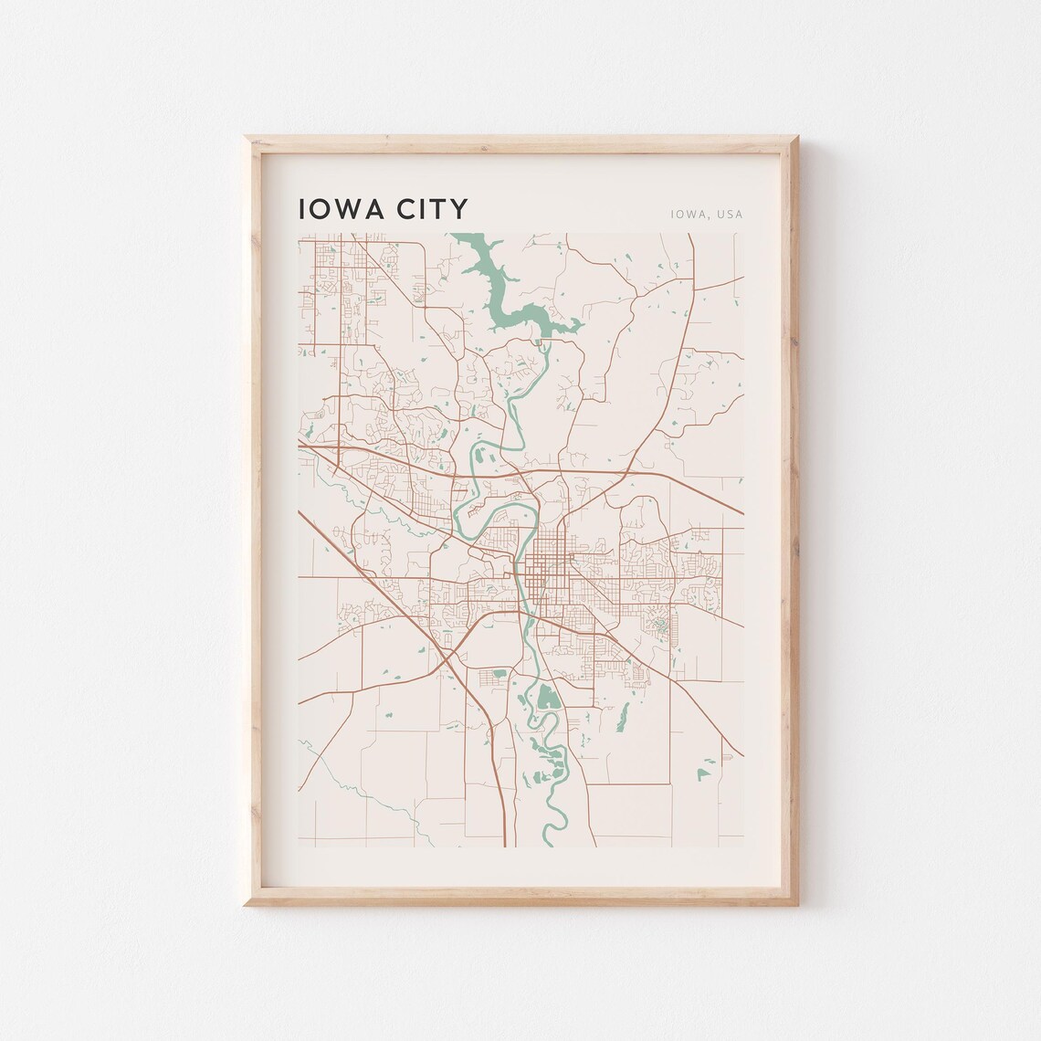 Iowa City Iowa City Map Poster Minimalist Line Art Modern Wall Decor Gift