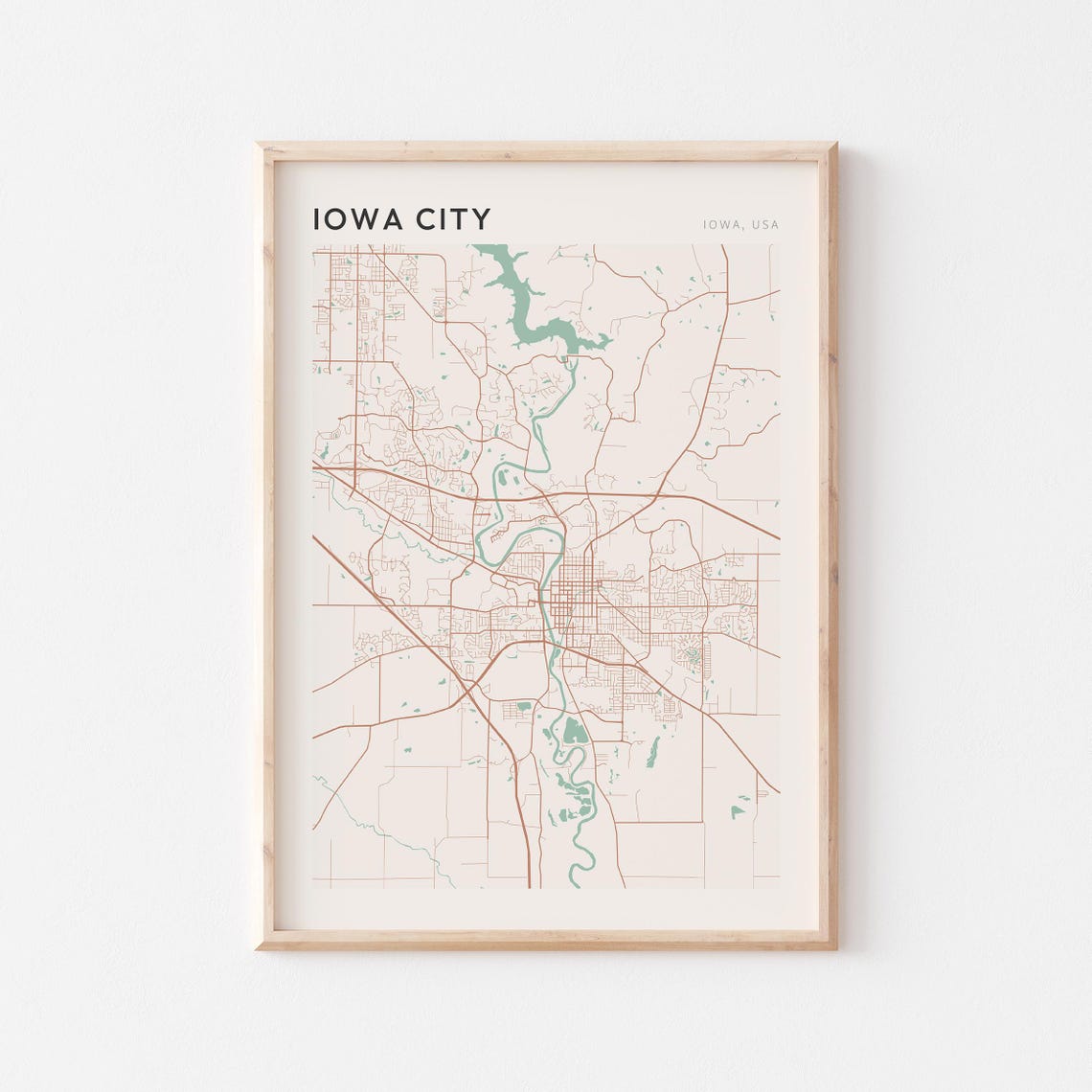 Iowa City Map Poster Iowa City Print Iowa City Poster Iowa City Wall Art Iowa Travel Gift Farmhouse Decor