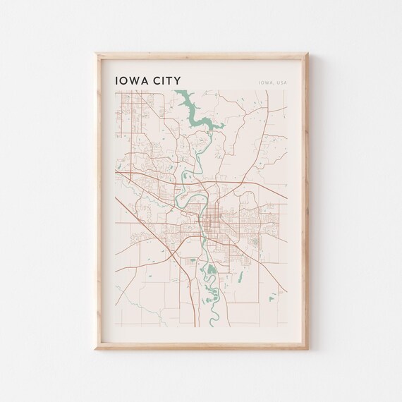 Iowa City Iowa City Map Poster Minimalist Line Art Modern Wall Decor Gift