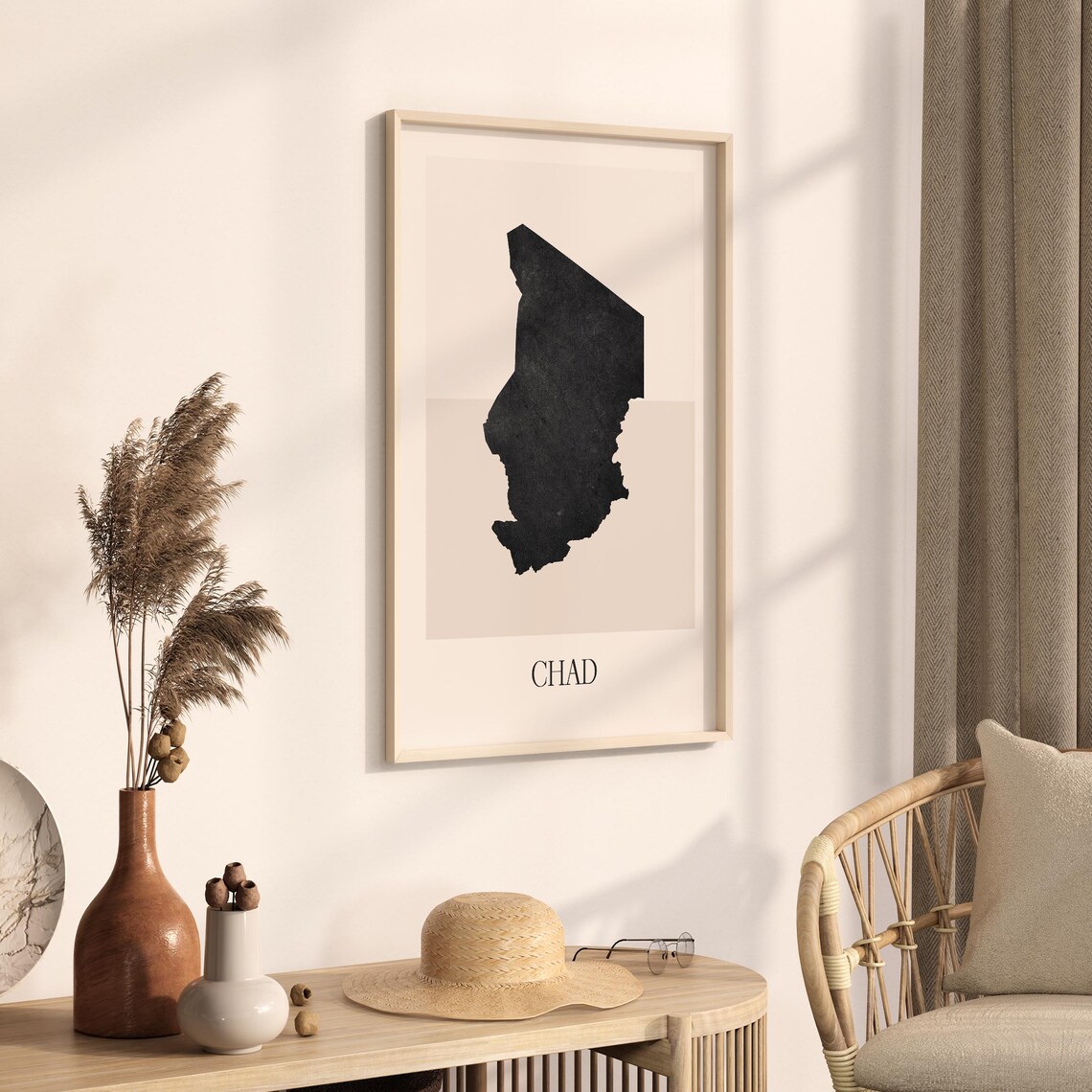 Chad Africa Country Map Silhouette Minimalist Black Art Poster for Home - Image 3