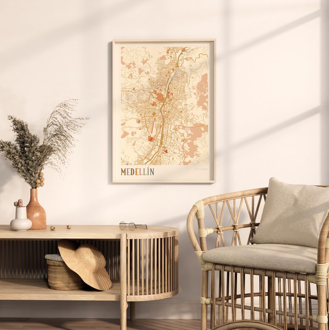 Medellin Colombia Scandinavian Boho City Map Wall Decor Poster - Image 2