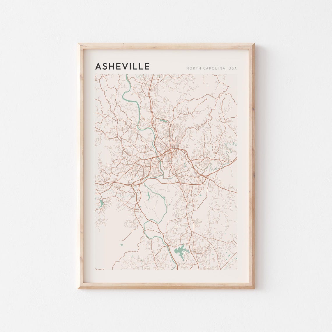 Asheville Map Poster Asheville Print Asheville Poster Asheville Wall Art North Carolina Travel Gift Farmhouse Decor