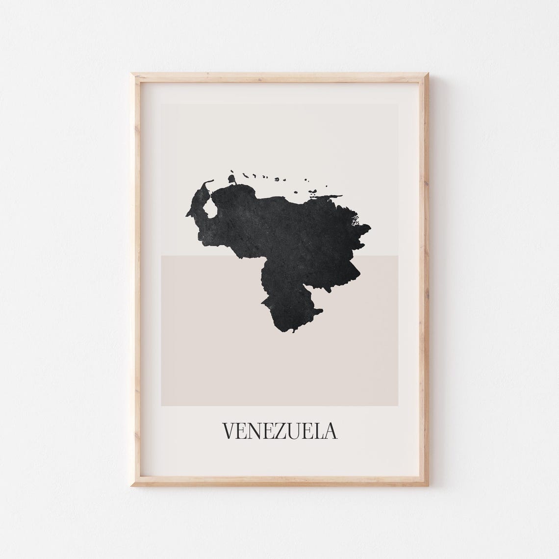 Venezuela Black Ink Country Map Silhouette Minimalist Art Poster