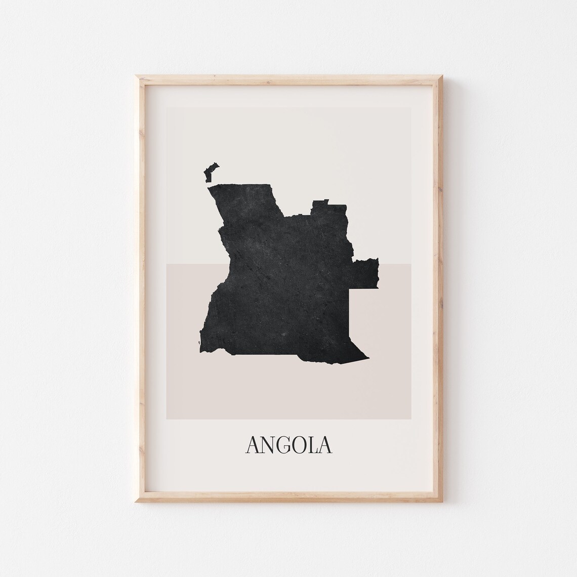 Angola Africa Black Silhouette Minimalist Country Map Poster