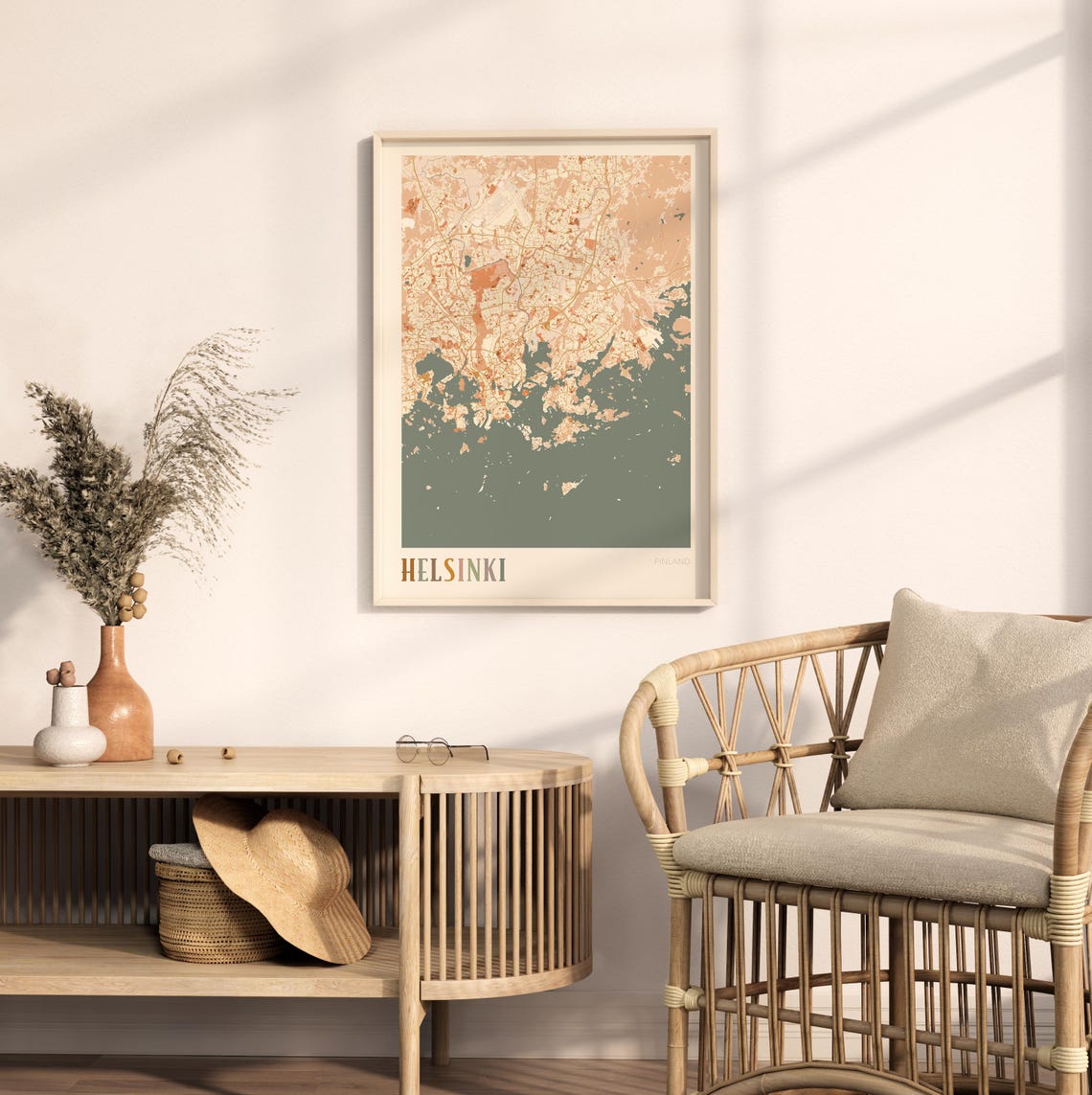 Helsinki Finland Scandinavian Boho City Map Wall Decor Poster - Image 2