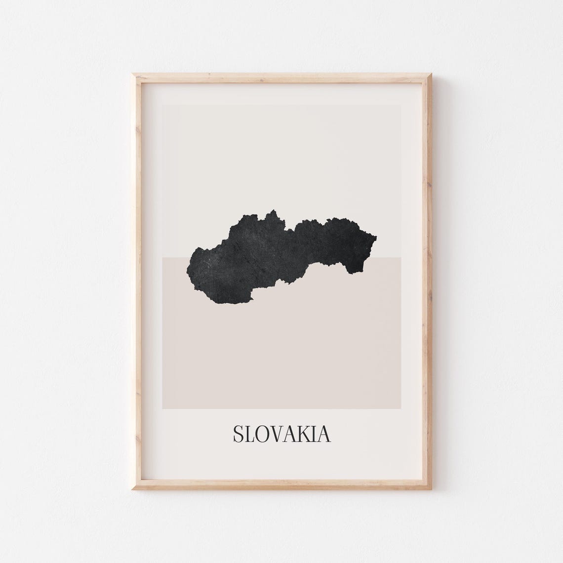 Slovakia Country Map Silhouette Minimalist Modern Beige Poster