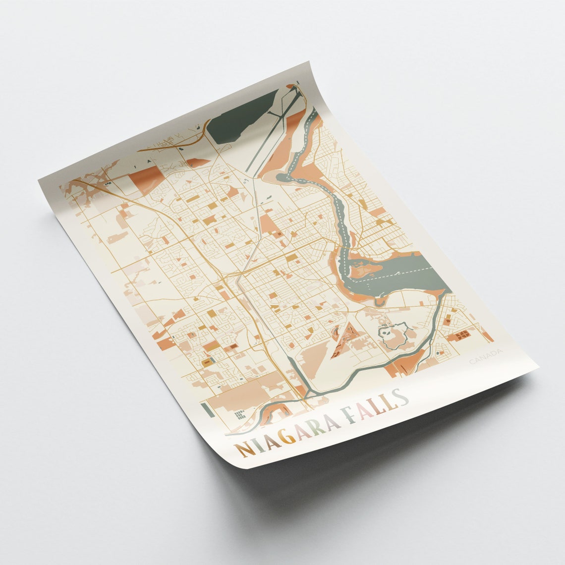 Niagara Falls Ontario Canada Boho Style Riverside City Map Poster - Image 2