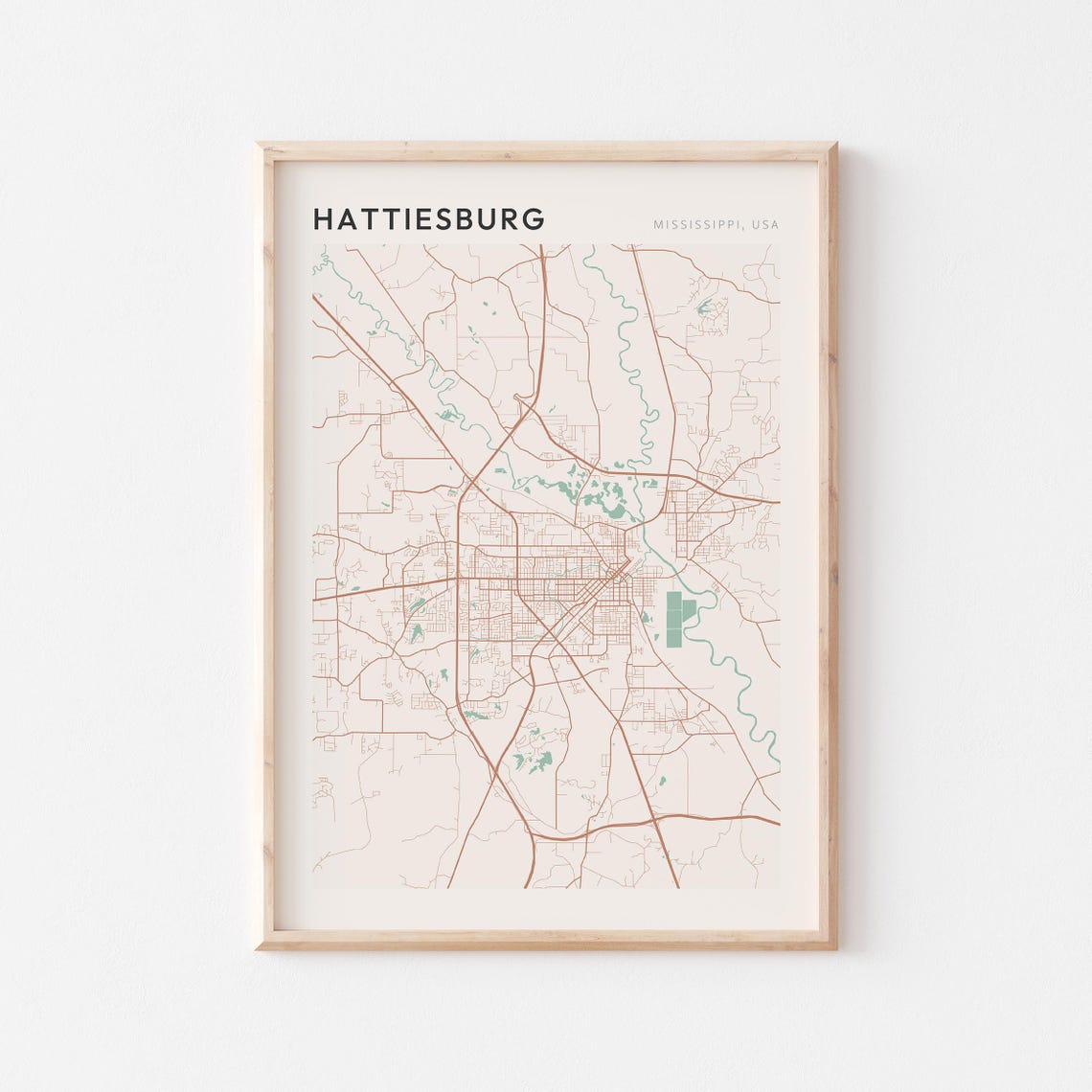 Hattiesburg Map Poster Hattiesburg Print Hattiesburg Poster Hattiesburg Wall Art Mississippi Travel Gift Minimalist Print