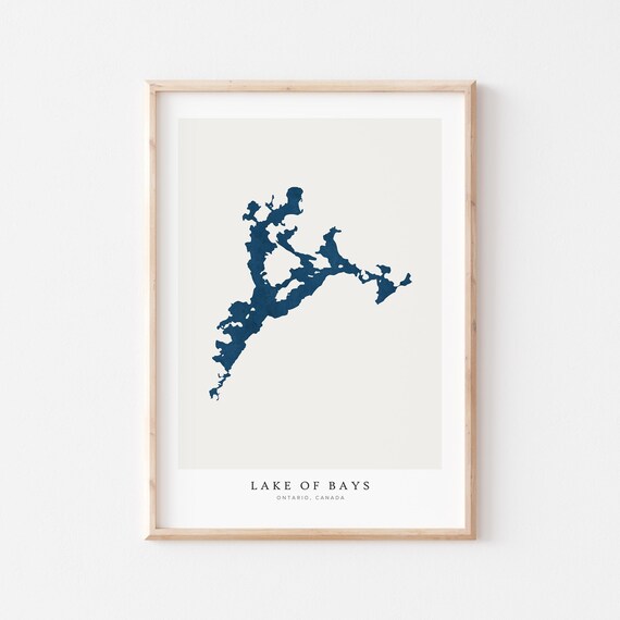Lake Of Bays Map, Ontario Canada Art Print