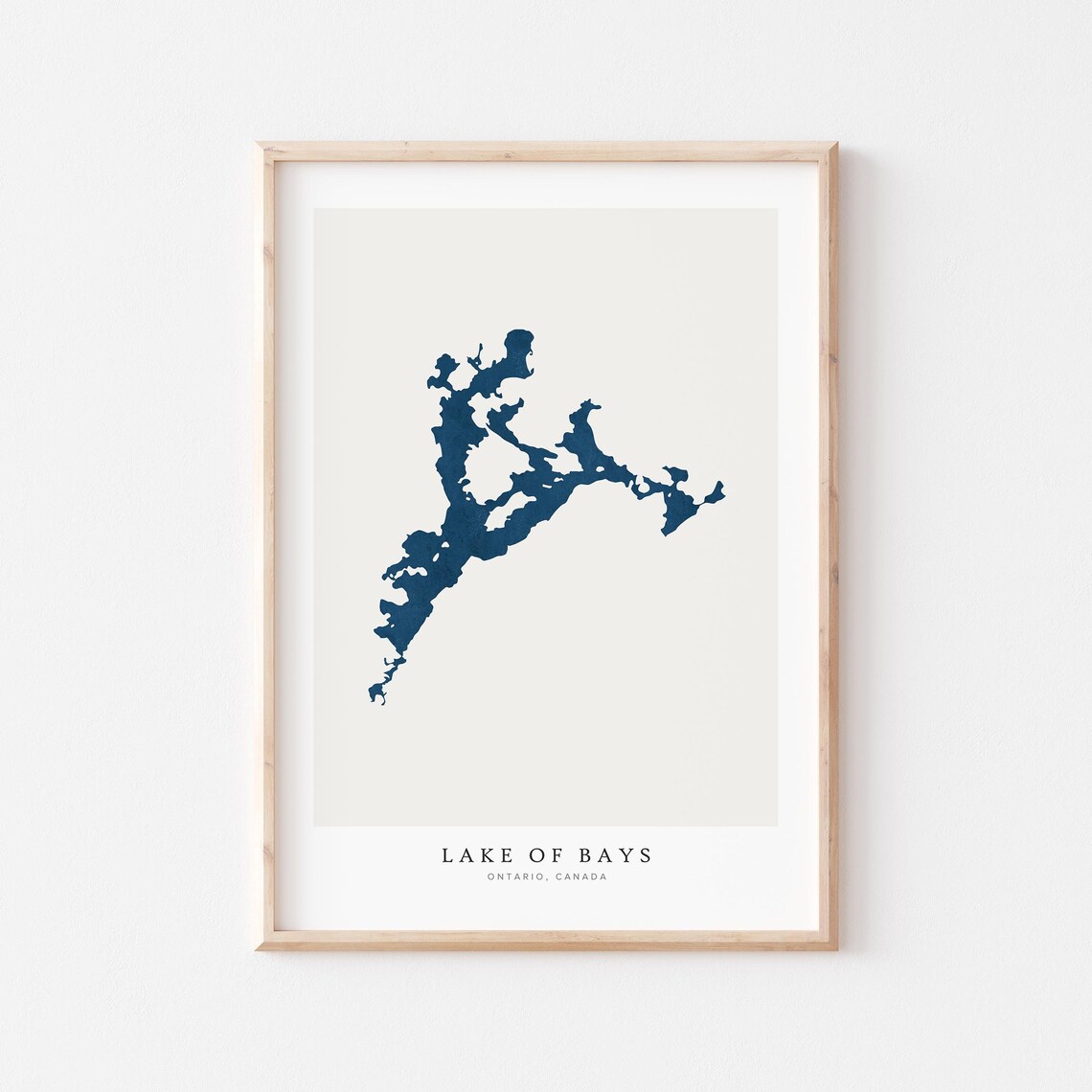 Lake Of Bays Map, Ontario Canada Art Print