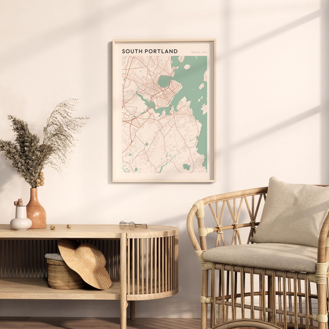 South Portland Maine Modern Minimalist City Street Map Art Poster - Image 2