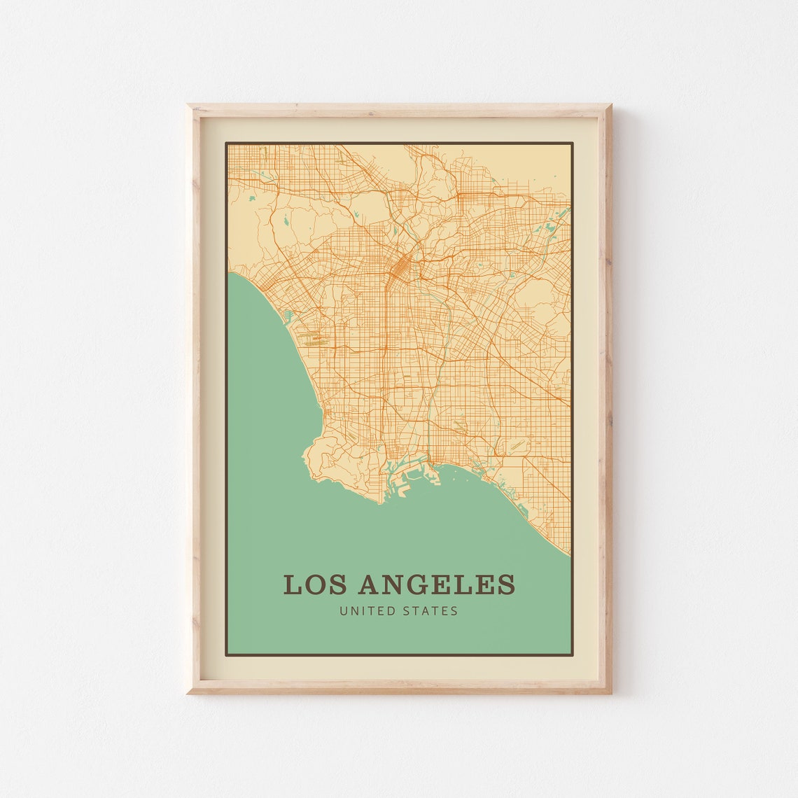 Los Angeles Vintage Map Poster Los Angeles Wall Art Los Angeles City Los Angeles Poster Los Angeles Print Los Angeles Usa California