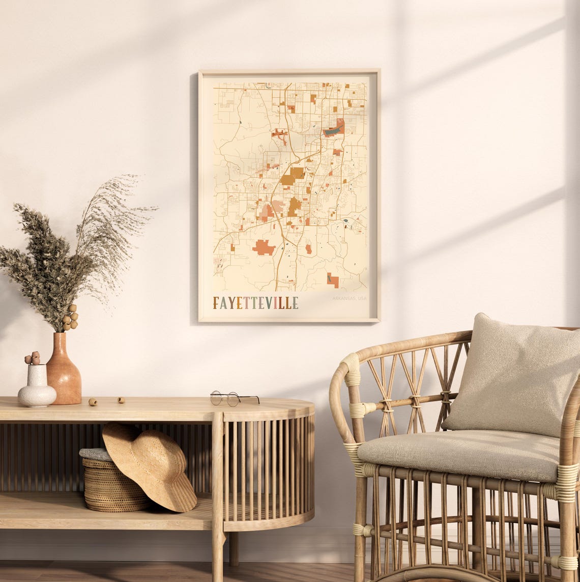 Fayetteville Map Poster Fayetteville Print Fayetteville Poster Fayetteville Wall Art Arkansas Travel Gift Boho Wall Art Office Art - Image 2
