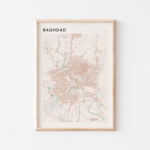 Baghdad Map Poster Print Wall Art Iraq Travel Gift Minimalist