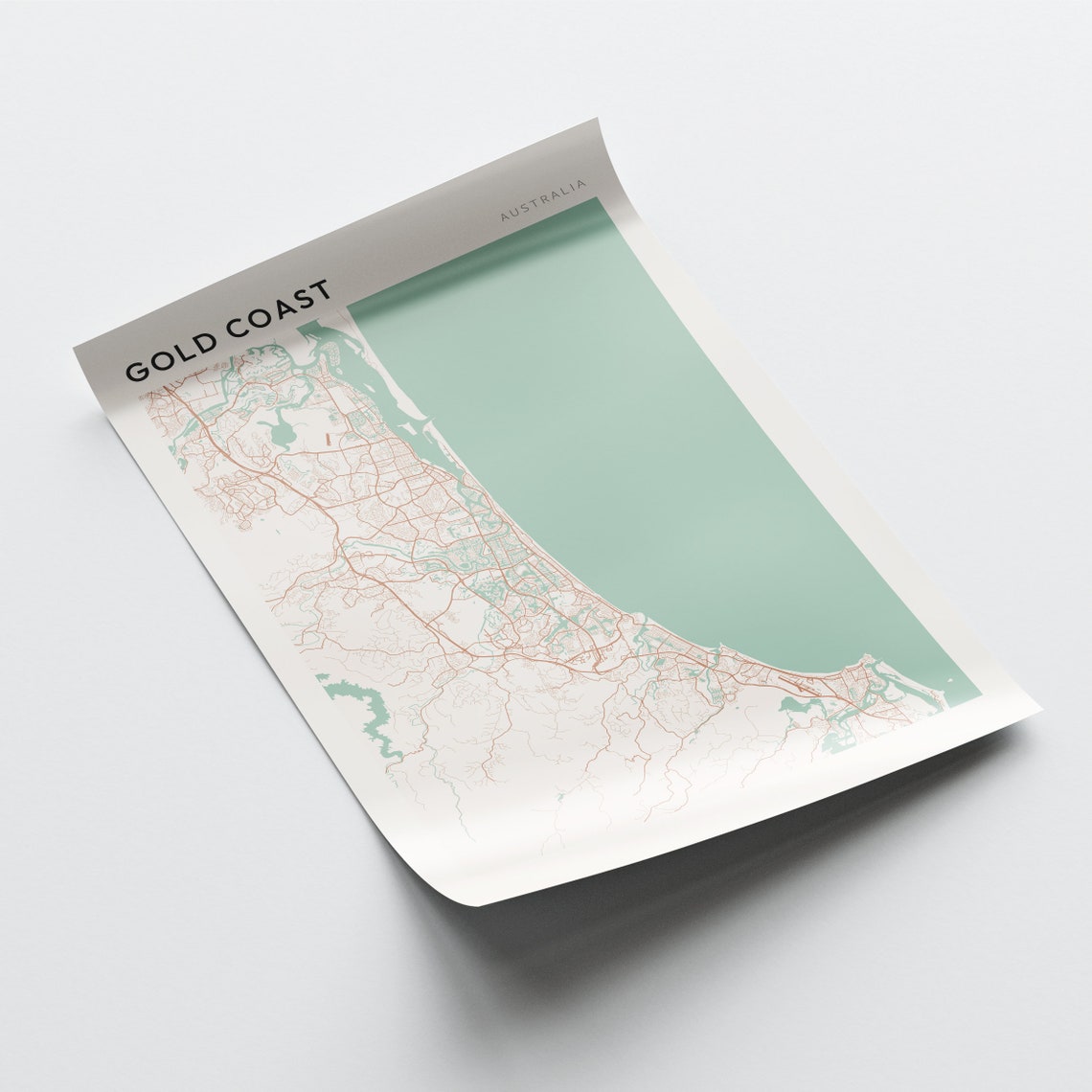 Gold Coast Queensland Australia Modern Minimalist Coastal Map Poster - Image 2
