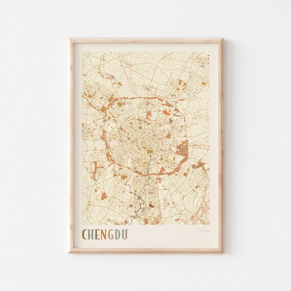 Chengdu Map Poster Print Wall Art China Travel Gift Boho