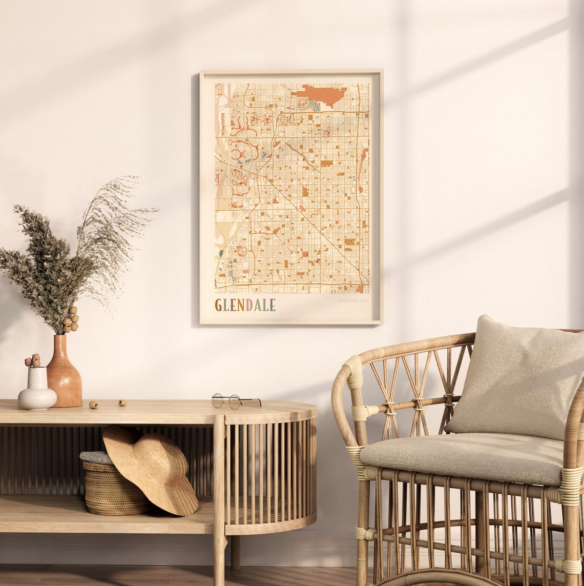 Glendale Arizona Stylized Vintage Street Map Modern City Art Poster - Image 2