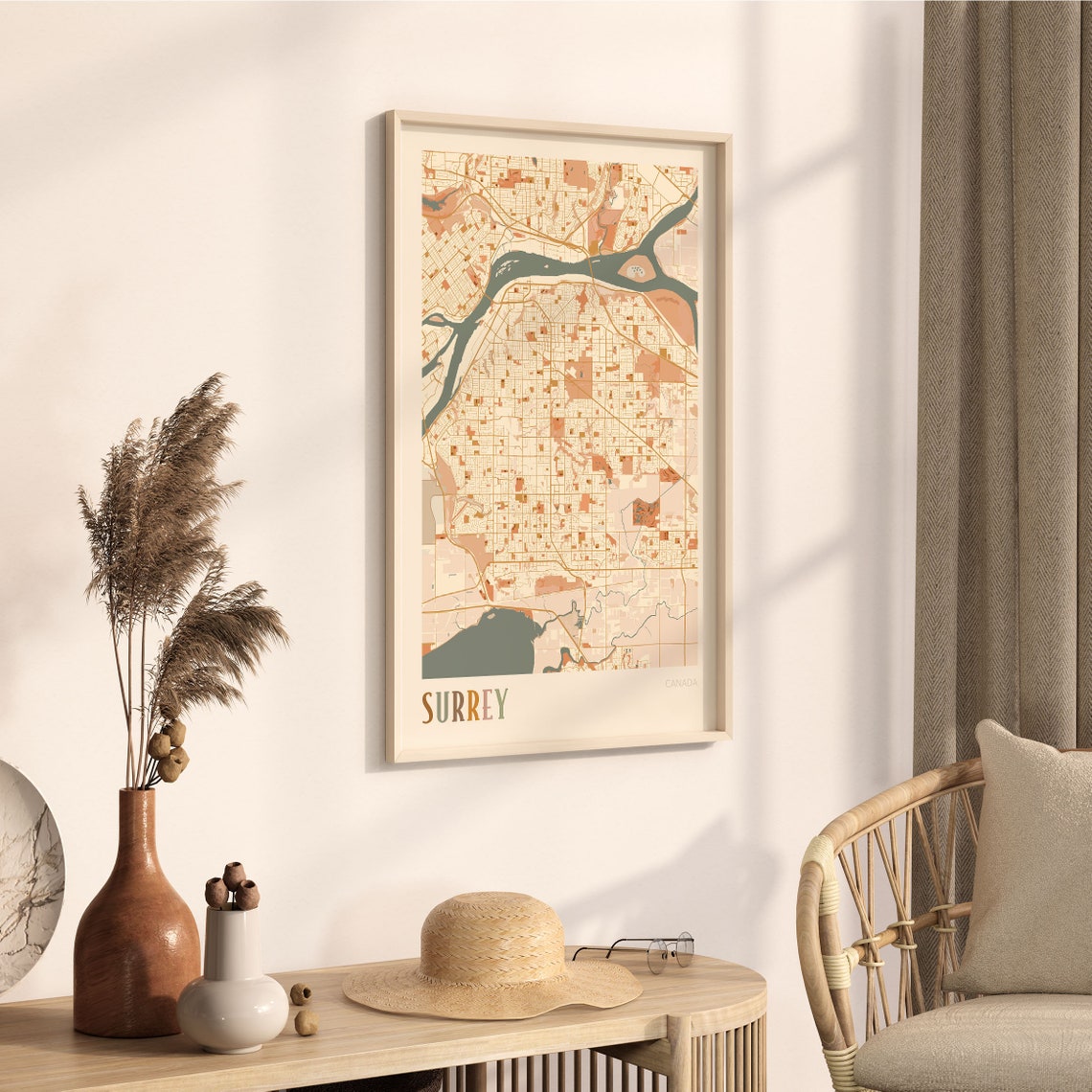 Surrey Canada Boho Colorful Street Map City Art Poster Home Decor - Image 3