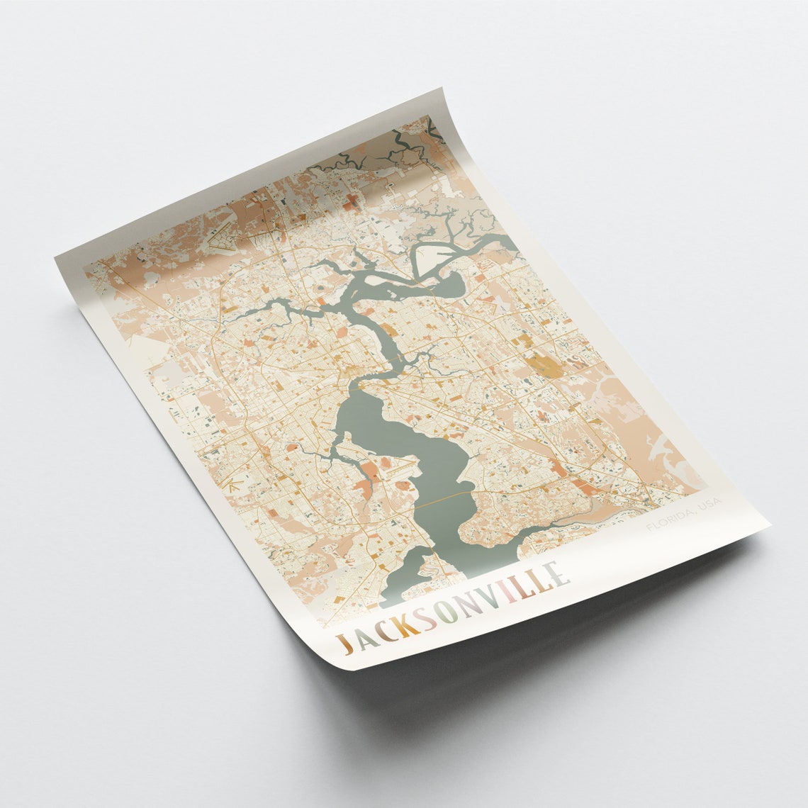 Jacksonville Florida Retro City Map Poster with Saint Johns River - Image 2