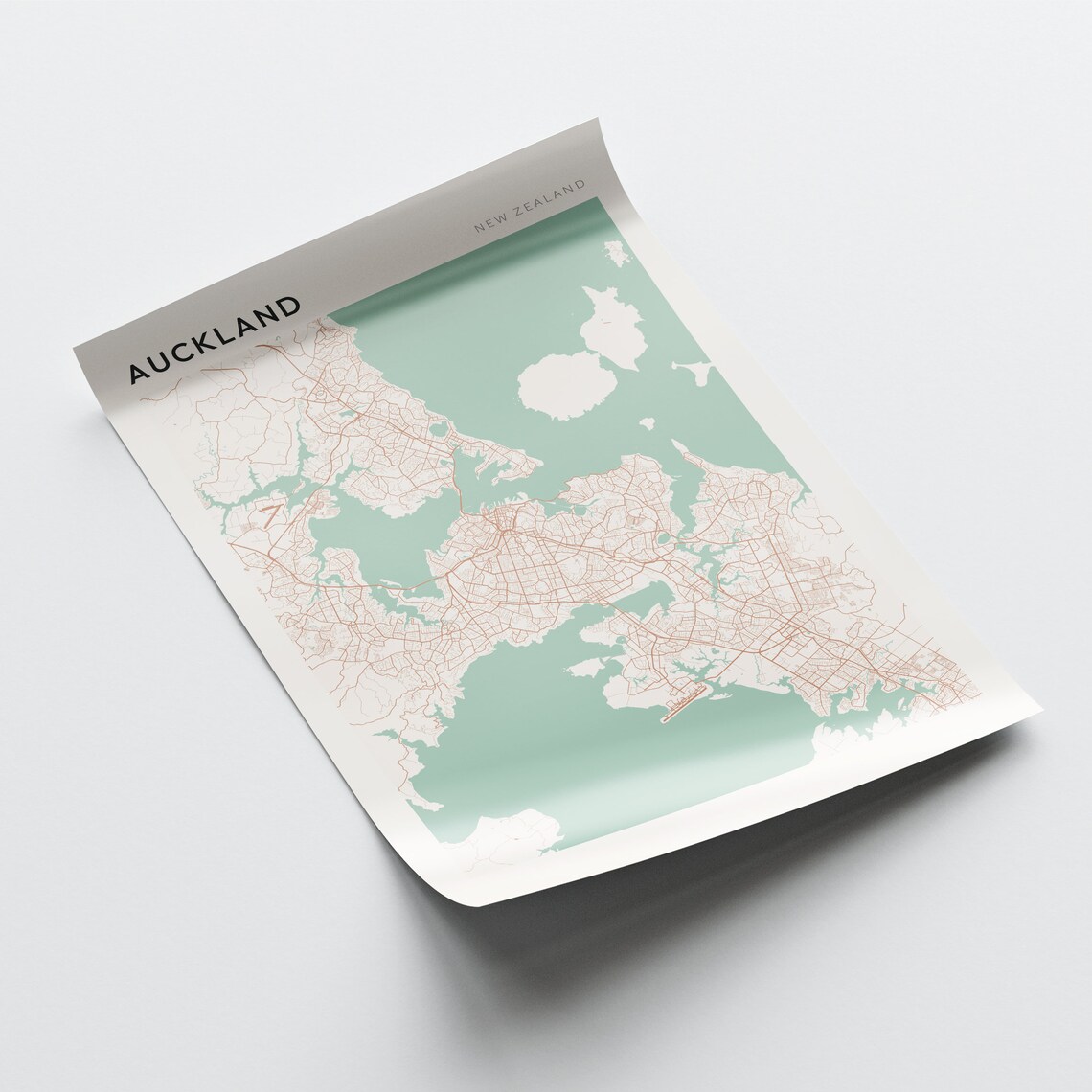Auckland New Zealand Minimalist Harbor Street Map Travel Poster - Image 2