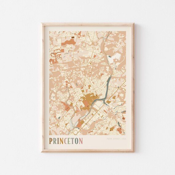 Princeton New Jersey Boho City Street Map Travel Gift Poster