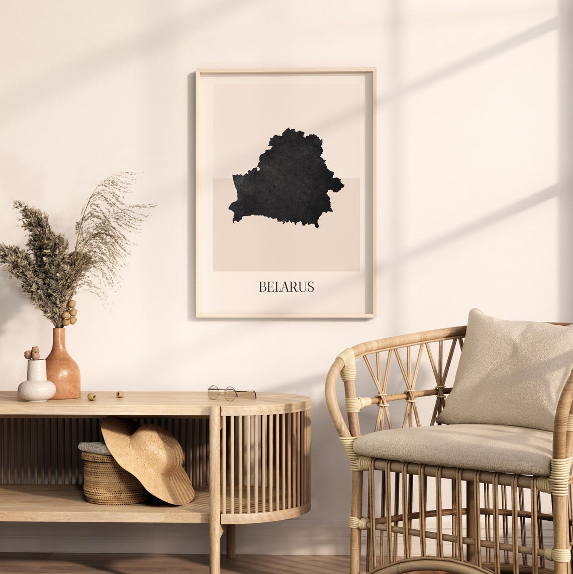 Belarus Boho Minimalist Black Country Silhouette Map Art Poster - Image 2