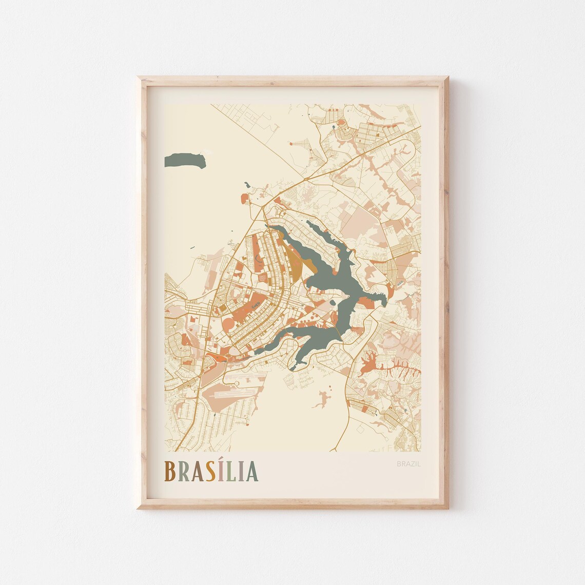 Brasilia Map Poster Print Wall Art Brazil Travel Gift Boho Decor