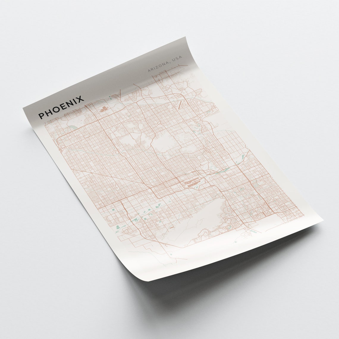 Phoenix Arizona Minimalist Desert City Street Map Art Poster - Image 2