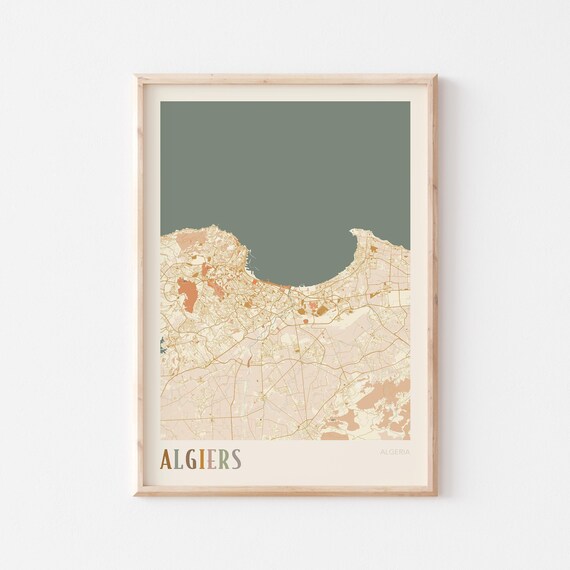 Algiers Map Poster Print Wall Art Algeria Travel Gift Boho Decor