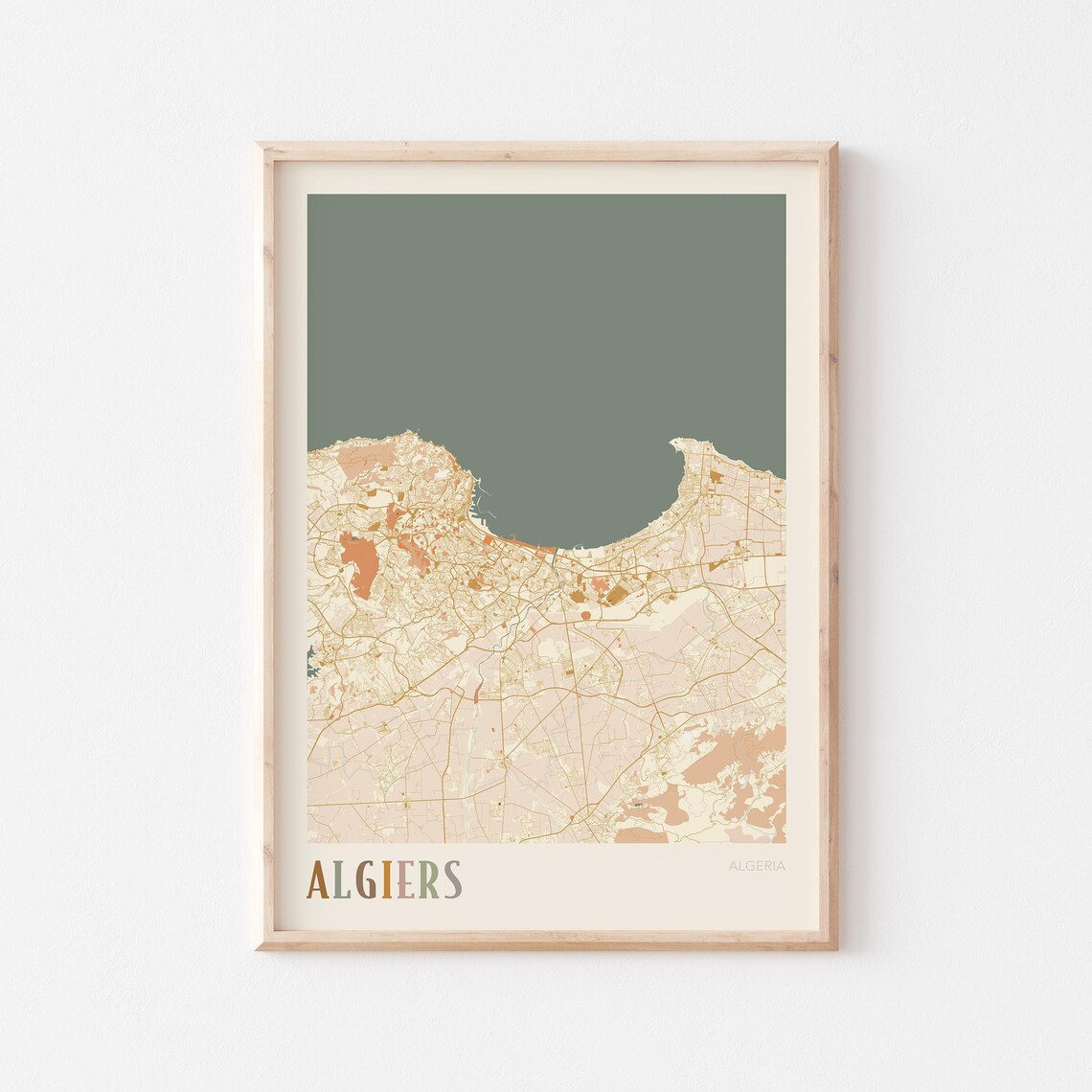 Algiers Map Poster Print Wall Art Algeria Travel Gift Boho Decor