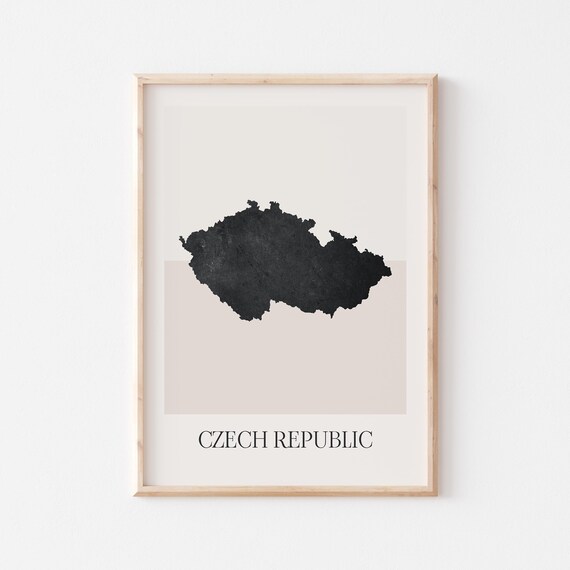 Czech Republic Country Map Silhouette Minimalist Art Poster for Home