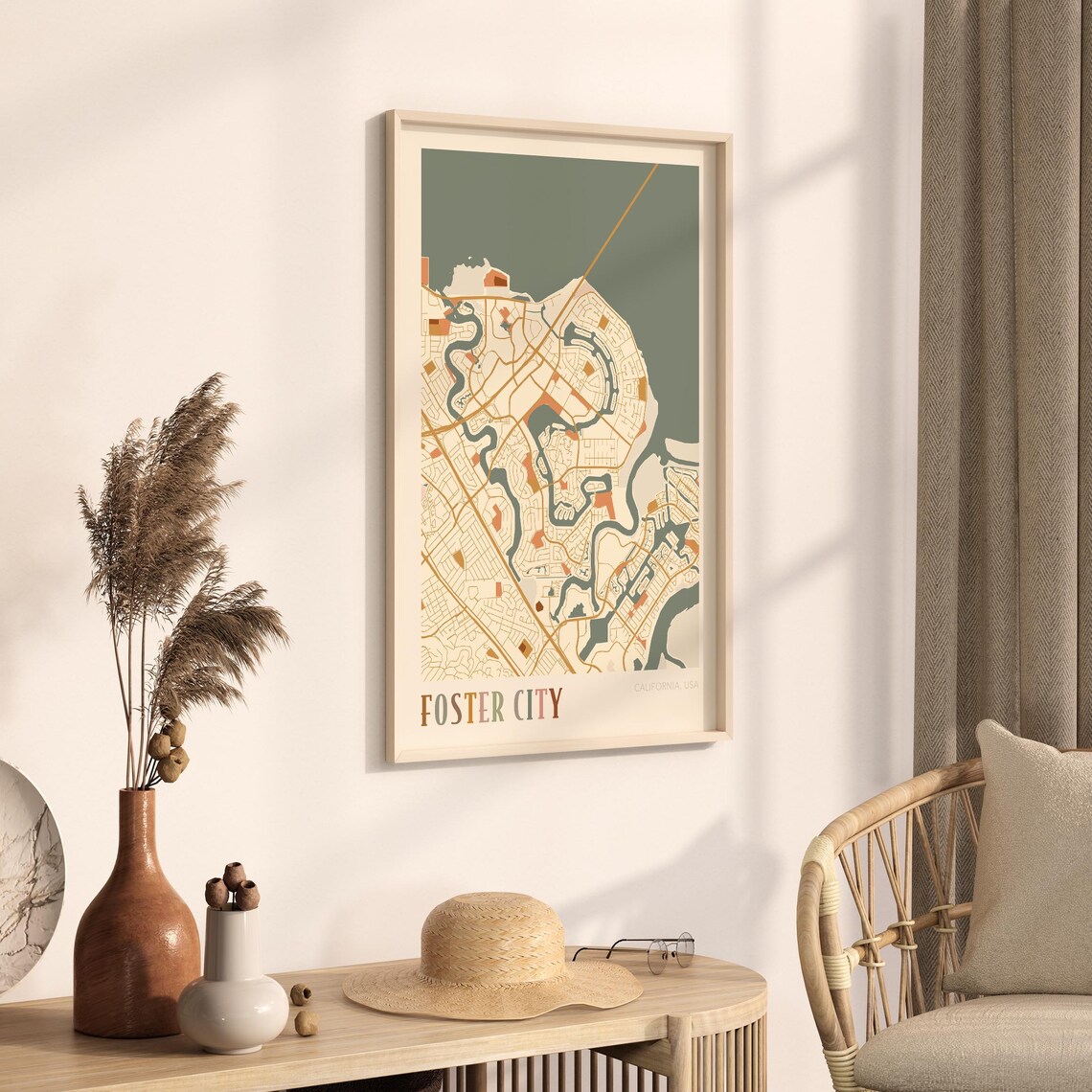 Foster City Map Poster, Boho Travel Wall Art - Image 3