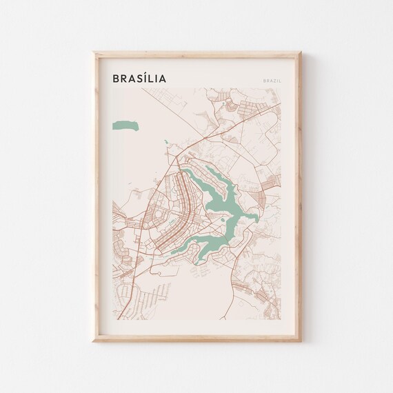 Brasilia Map Poster Print Wall Art Brazil Travel Gift Minimalist