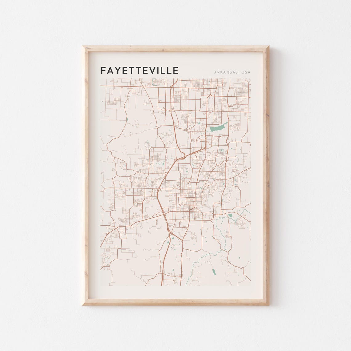 Fayetteville Map Poster Fayetteville Print Fayetteville Poster Fayetteville Wall Art Arkansas Travel Gift Farmhouse Wall Decor