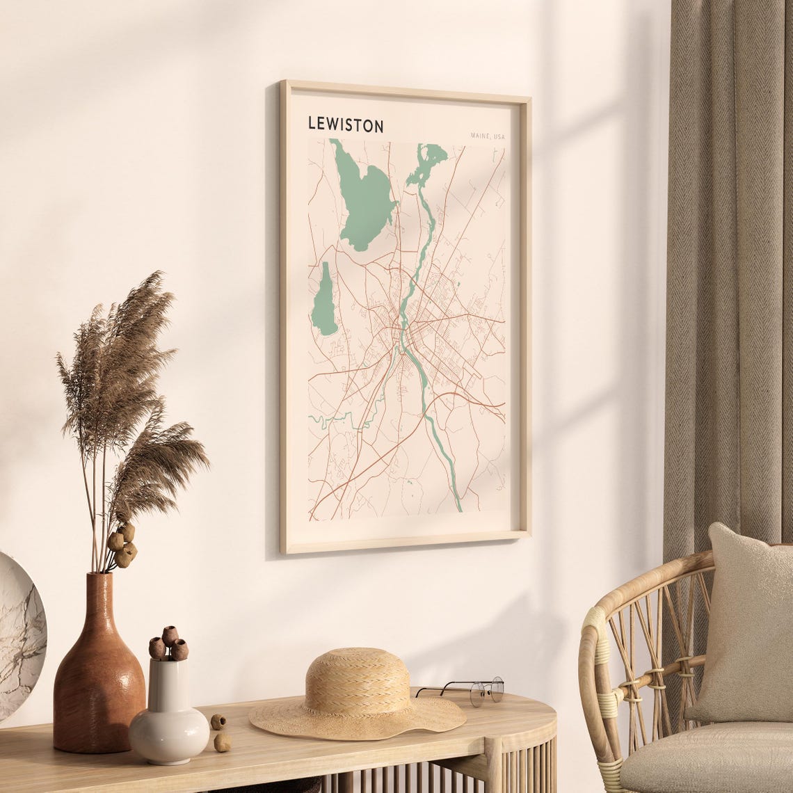 Lewiston Maine Modern Minimalist City Street Map Art Decor Poster - Image 3