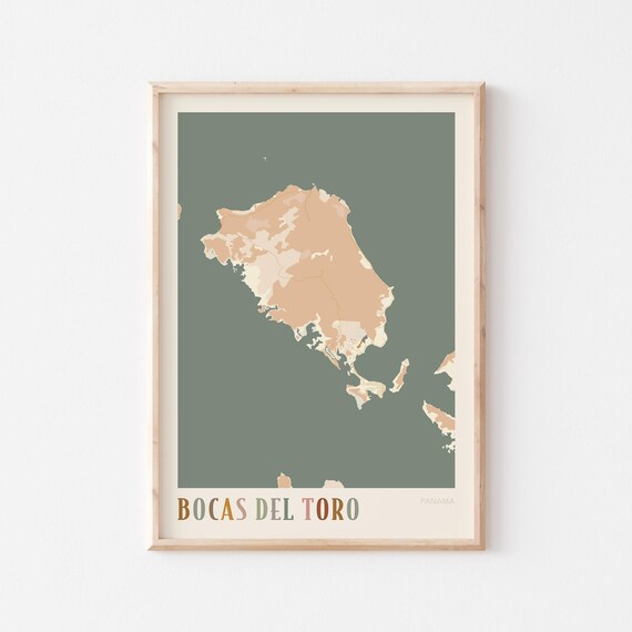 Bocas Del Toro Map Poster Print Wall Art Panama Travel Gift Boho