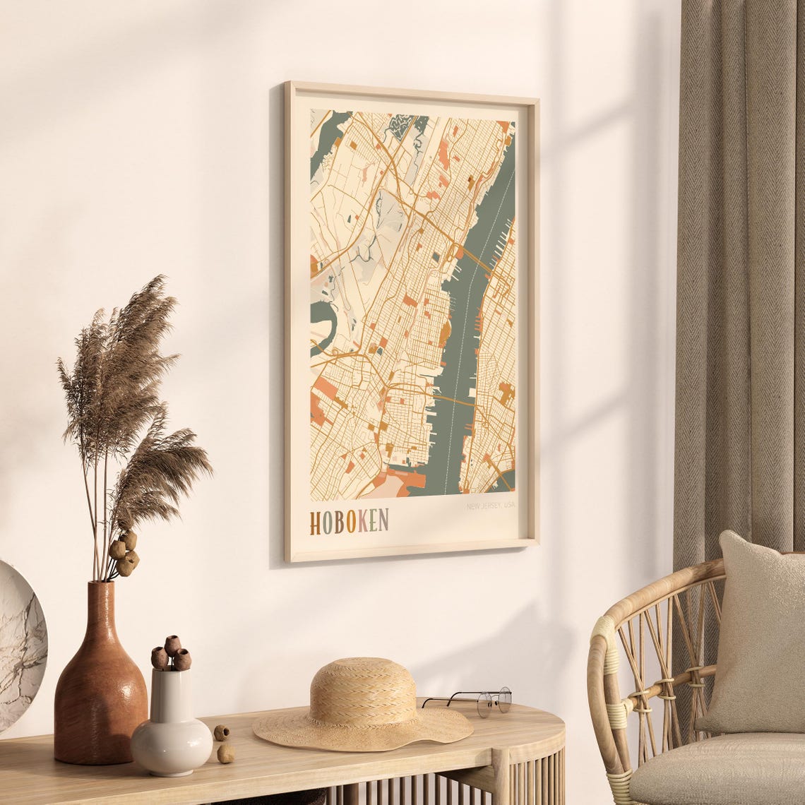 Hoboken New Jersey Boho City Street Map Hometown Decor Poster - Image 3