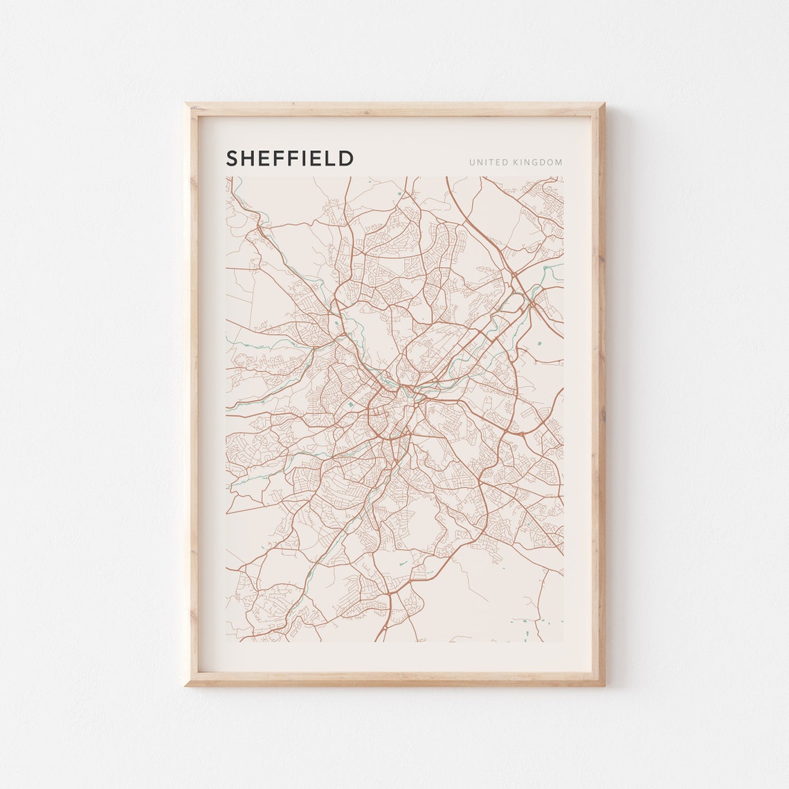 Sheffield United Kingdom Minimalist Boho Style City Map Poster