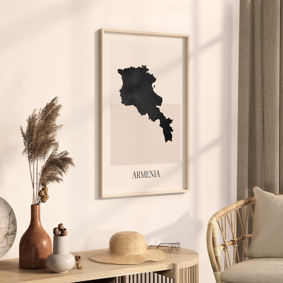 Armenia South Caucasus Minimalist Black Silhouette Country Map Poster - Image 3