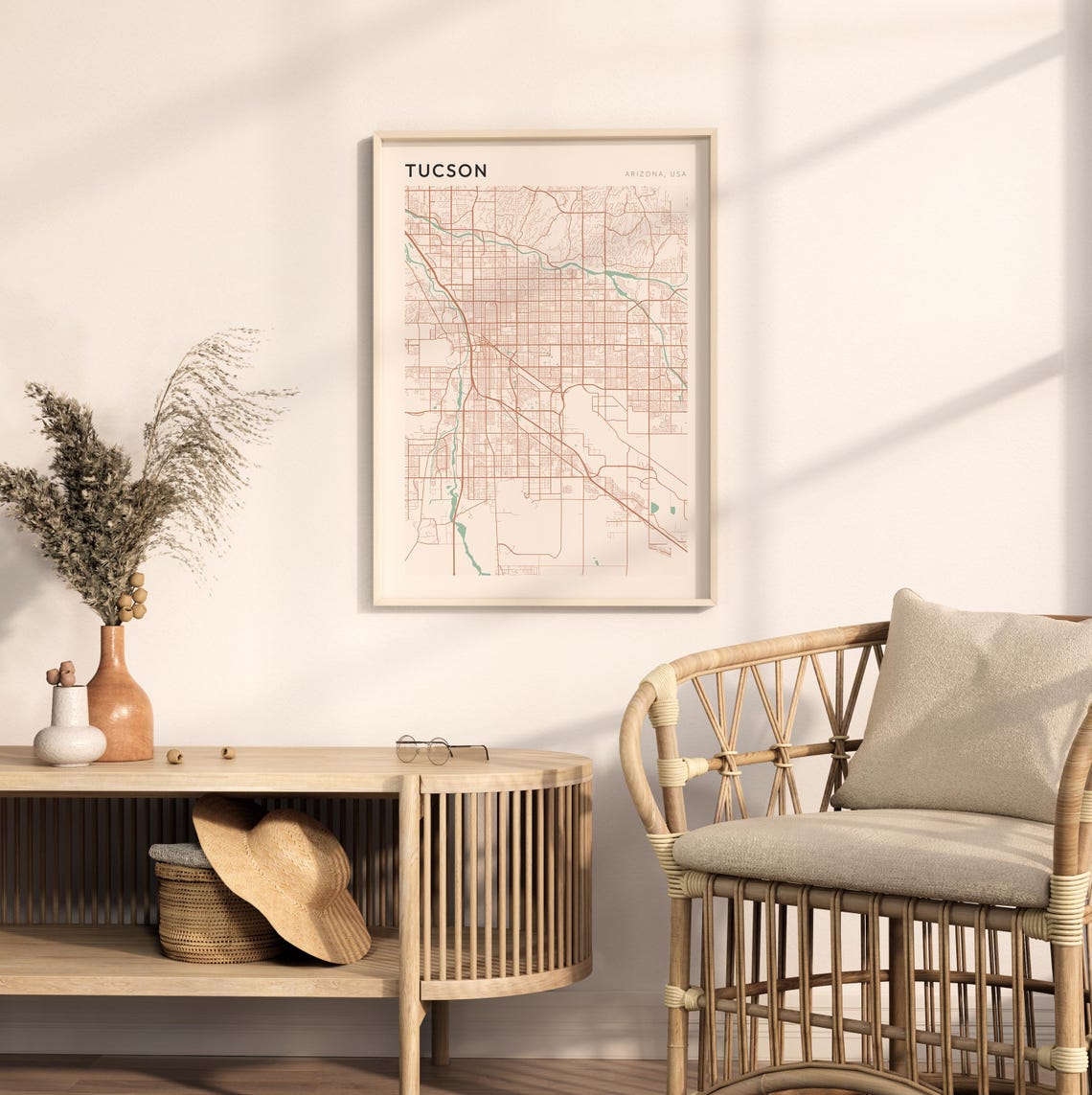 Tucson Arizona Modern Minimalist Copper Street Map Decor Poster - Image 2