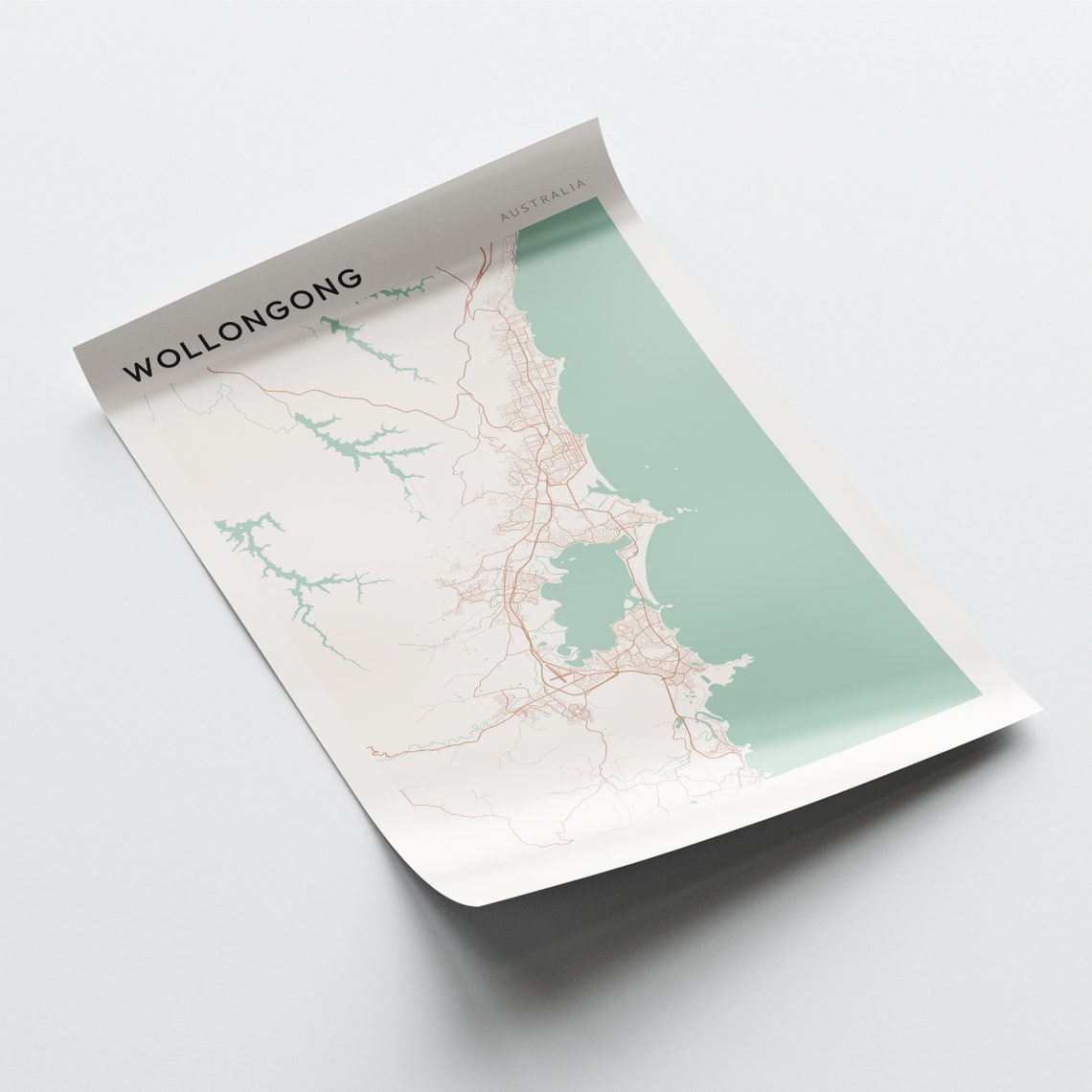Wollongong Map Poster Wollongong Wall Art Wollongong City Map Wollongong Map Wollongong Print Wollongong Poster Wollongong Australia - Image 2