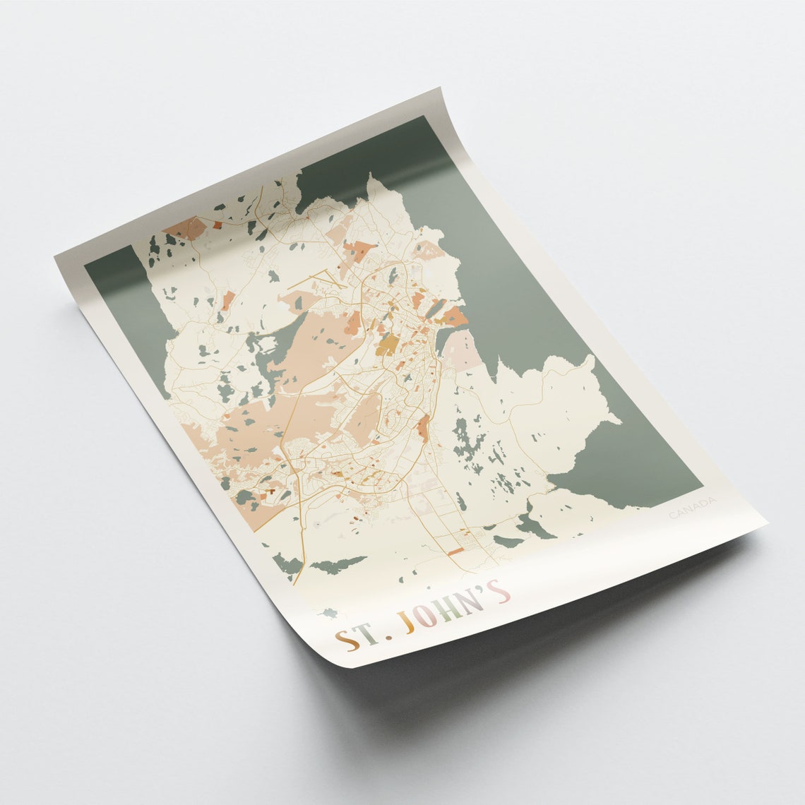 St. John's Canada Minimalist Street Map Poster in Boho Neutral Tones - Image 2