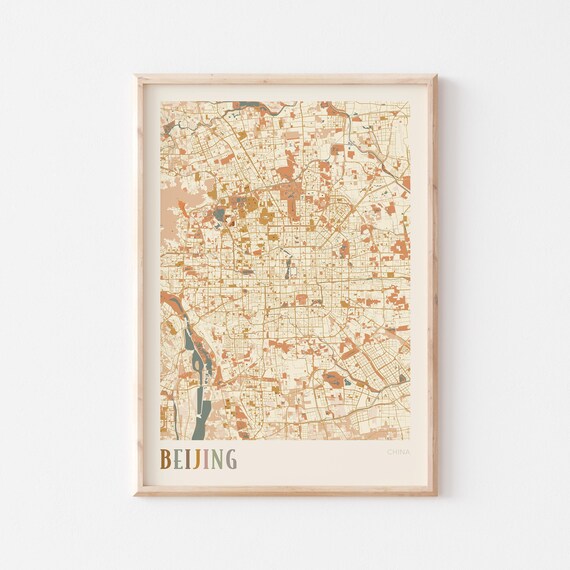 Beijing Map Poster Print Wall Art China Travel Gift Boho