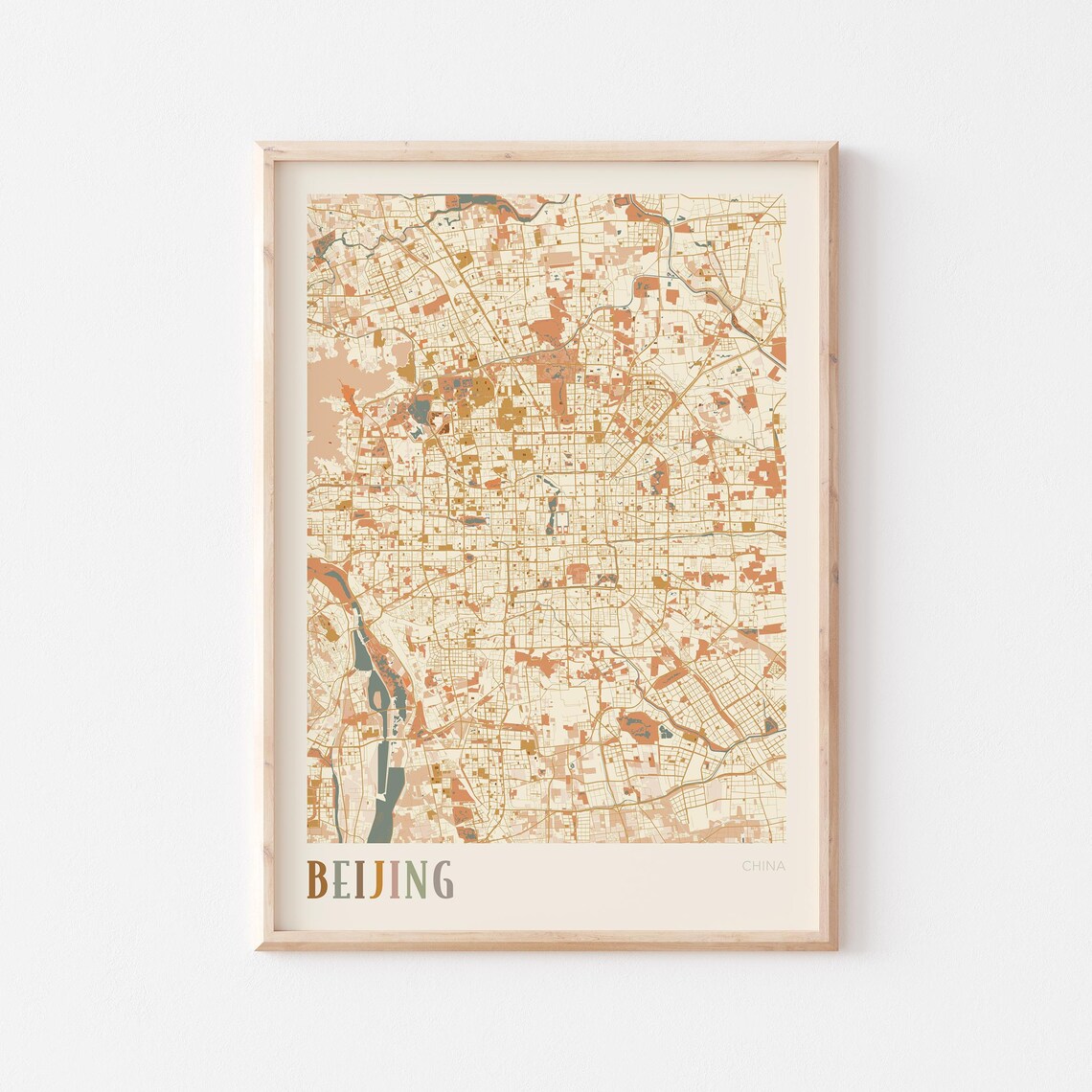 Beijing Map Poster Print Wall Art China Travel Gift Boho