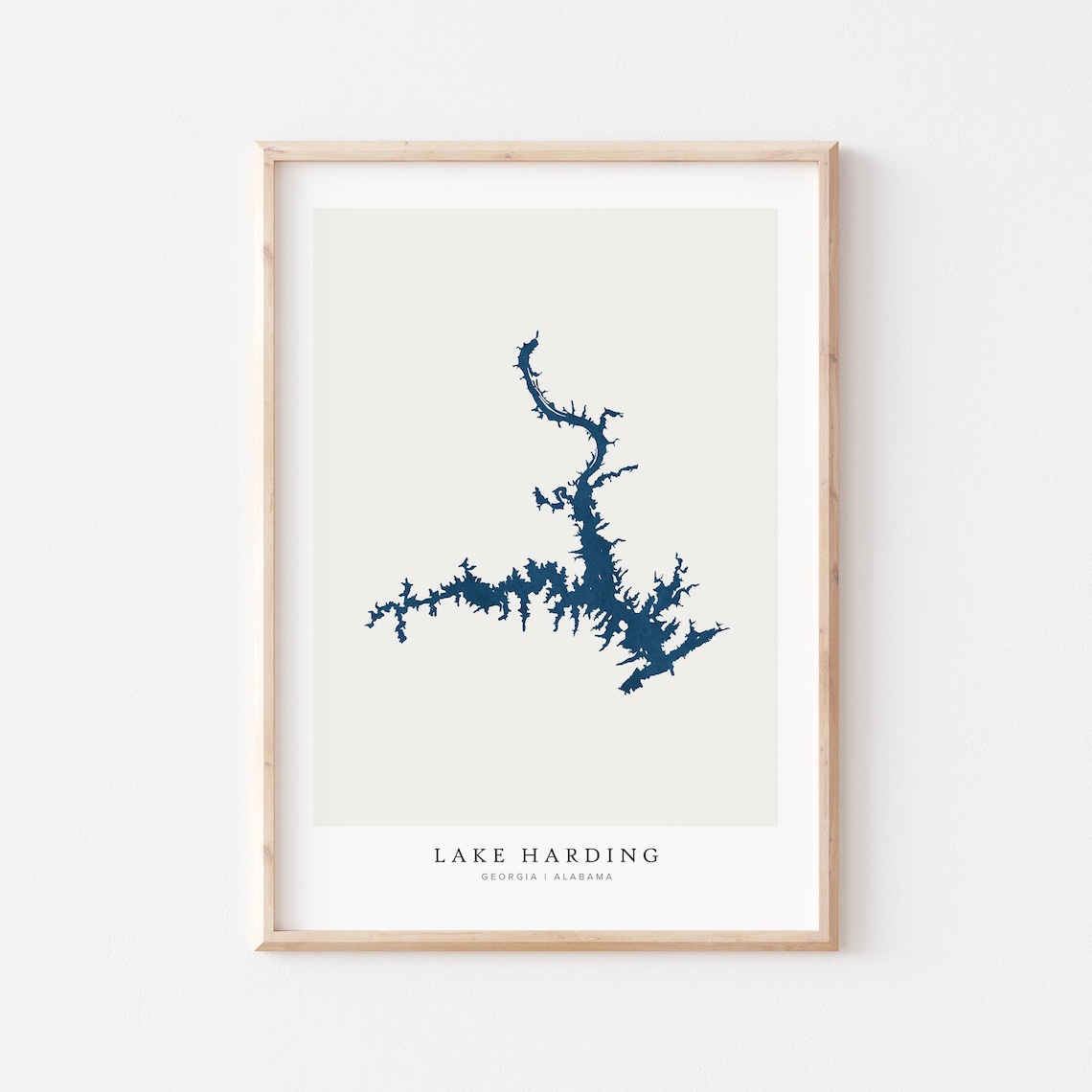 Lake Harding Georgia Alabama Navy Minimalist Lake Map Art Poster
