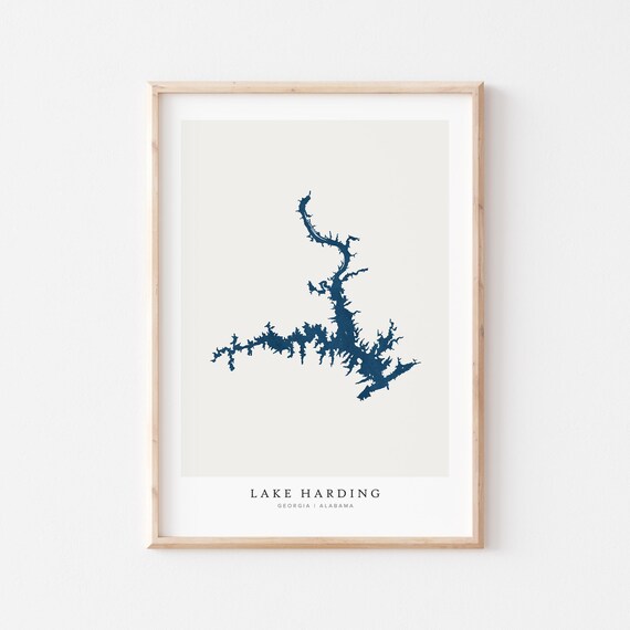 Lake Harding Print Poster Art Wall Map House Gift Alabama