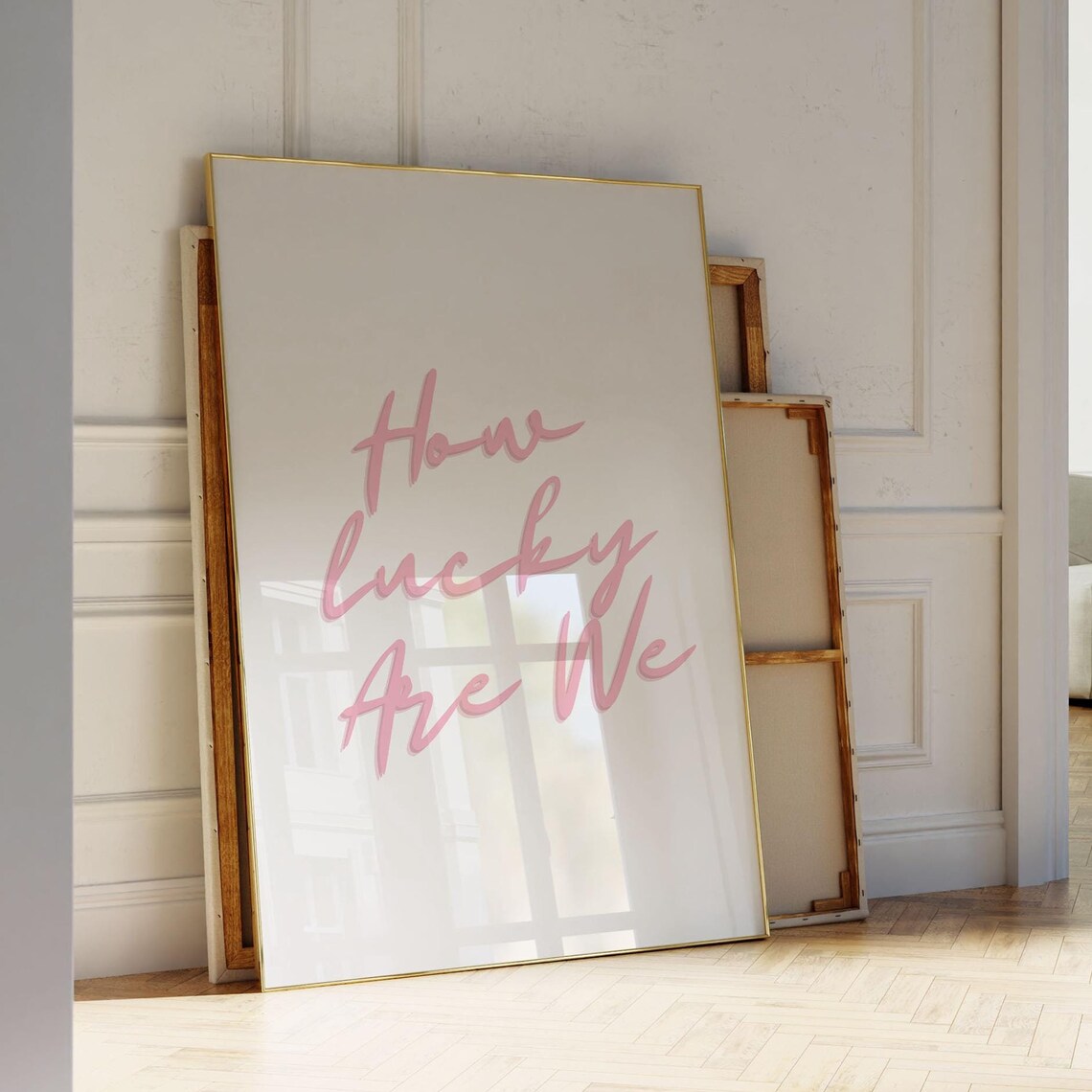 How Lucky Are We Pink Coastal Lyrics Art Print - Image 2